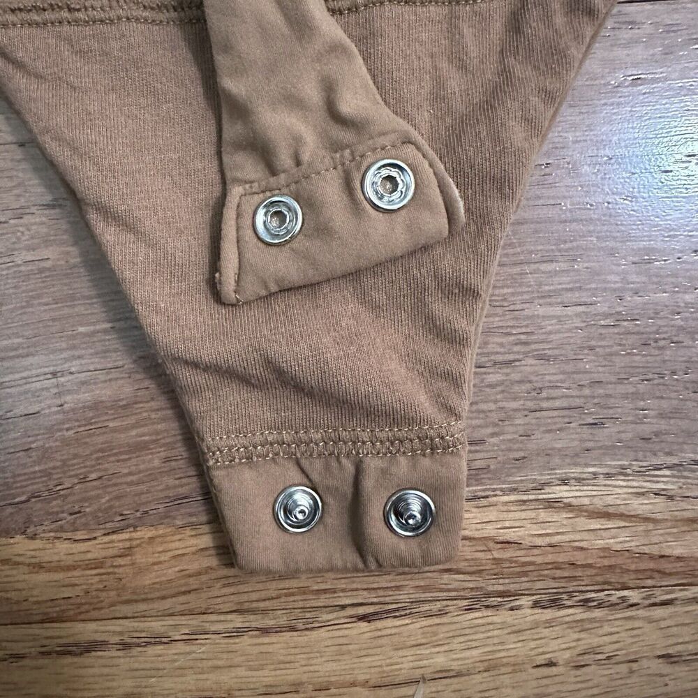 AUDEN Cotton Stretch Tank Bodysuit, Brown, Snap Closure, Lg - Picture 7 of 12